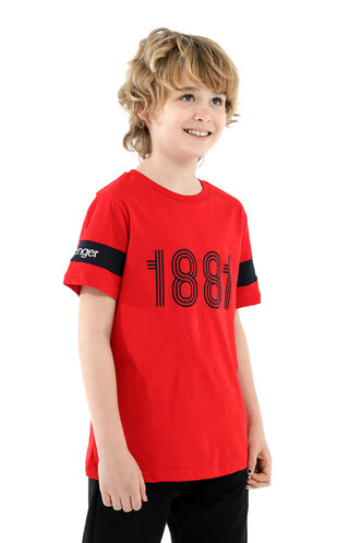 Slazenger PASSANG Boys Short Sleeve T-Shirt Red - Thumbnail