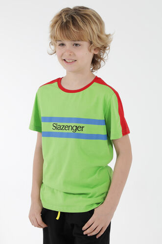 Slazenger PAT Boys Short Sleeve T-Shirt Green - Thumbnail