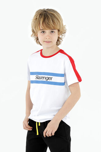 Slazenger PAT Boys Short Sleeve T-Shirt White - Thumbnail