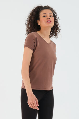 Slazenger PLAY Women's Short Sleeve T-Shirt Brown - Thumbnail