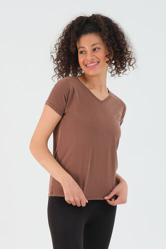 Slazenger PLAY Women's Short Sleeve T-Shirt Brown - Thumbnail