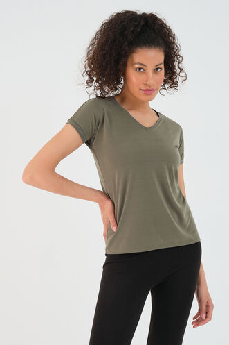 Slazenger PLAY Women's Short Sleeve T-Shirt Khaki - Thumbnail