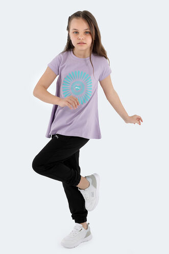 Slazenger POSEIDON Girl Child Short Sleeve T-Shirt Lilac - Thumbnail