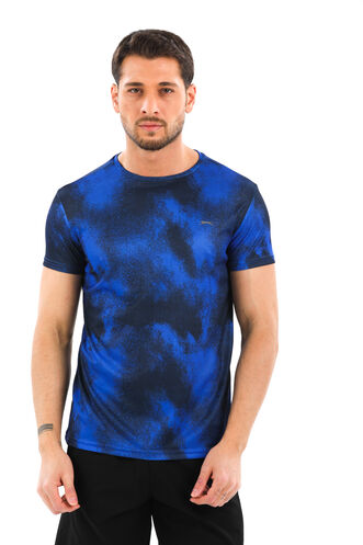 Slazenger RADZIM Men's Short Sleeve T-Shirt Sax Blue - Black - Thumbnail