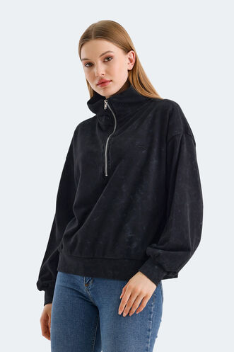 Slazenger - Slazenger VIEWER OVERSIZE Kadın Sweatshirt Siyah