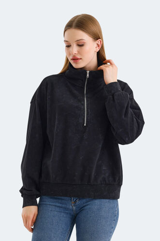 Slazenger VIEWER OVERSIZE Kadın Sweatshirt Siyah - Thumbnail