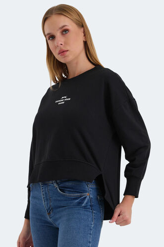 Slazenger VITAL OVERSIZE Kadın Sweatshirt Siyah - Thumbnail