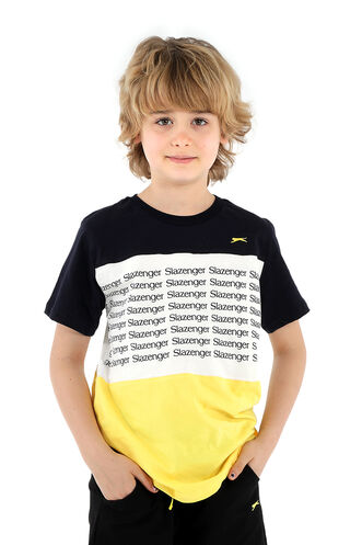 Slazenger PARS Erkek Çocuk Kısa Kollu T-Shirt Beyaz - Lacivert - Thumbnail