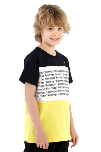 Slazenger PARS Erkek Çocuk Kısa Kollu T-Shirt Beyaz - Lacivert - Thumbnail