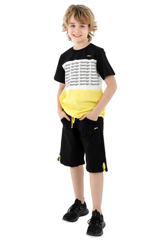 Slazenger PARS Erkek Çocuk Kısa Kollu T-Shirt Siyah - Sarı - Thumbnail